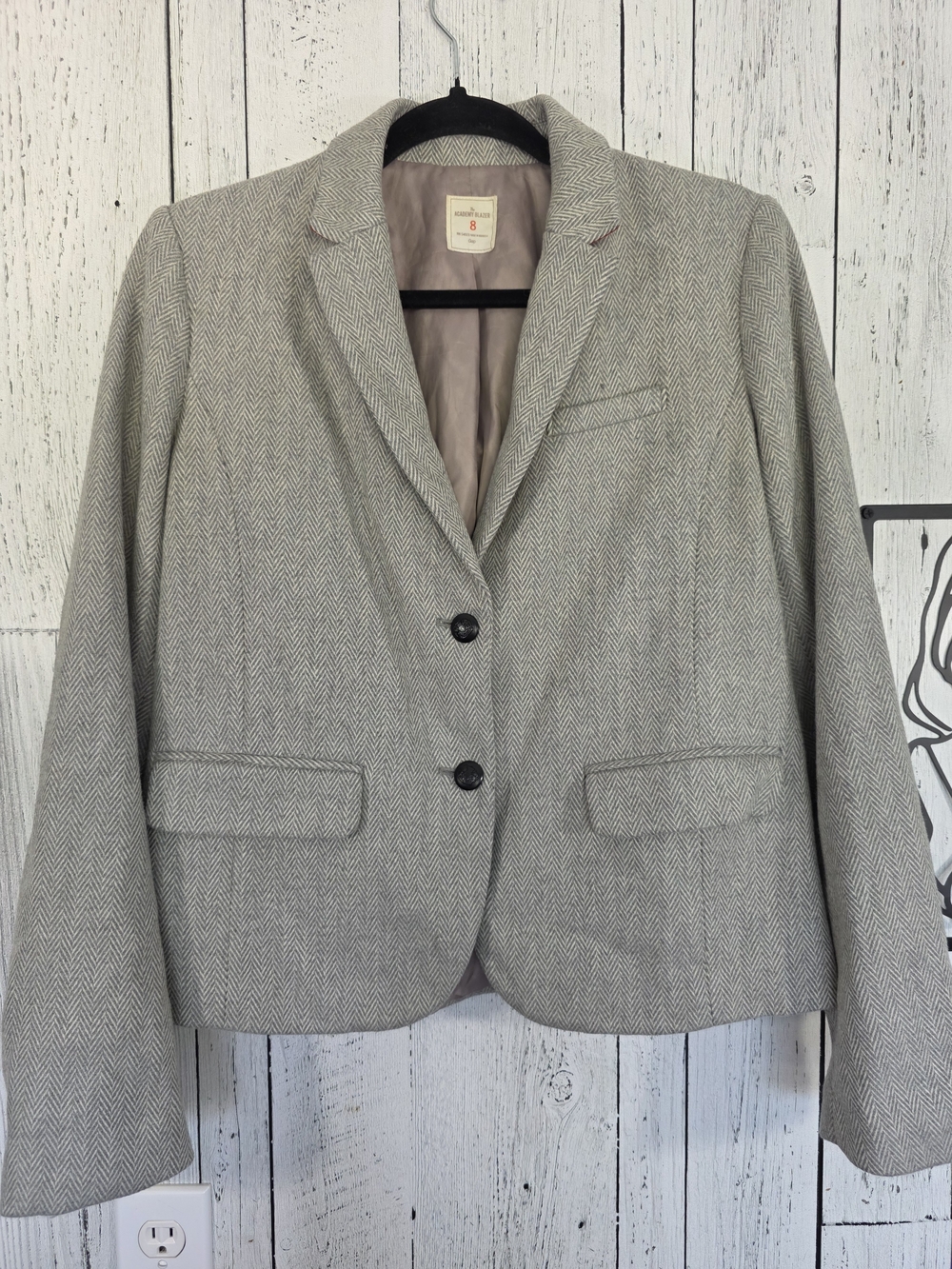 Gap The Academy Herringbone Wool Blend Blazer Size 8 Business Office Career
